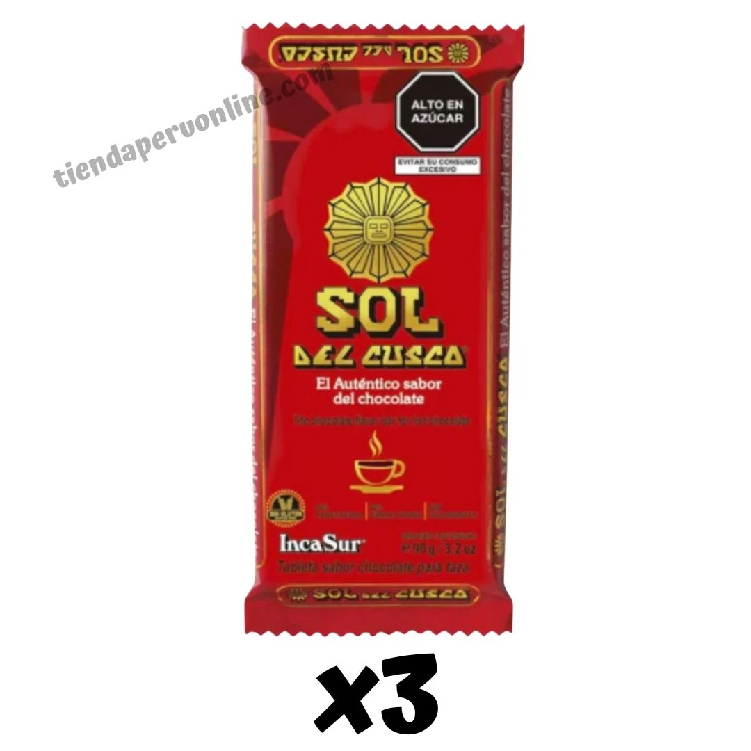 Chocolate para taza tradicional  "Sol del Cusco" Pack 3 unidades x  90 g