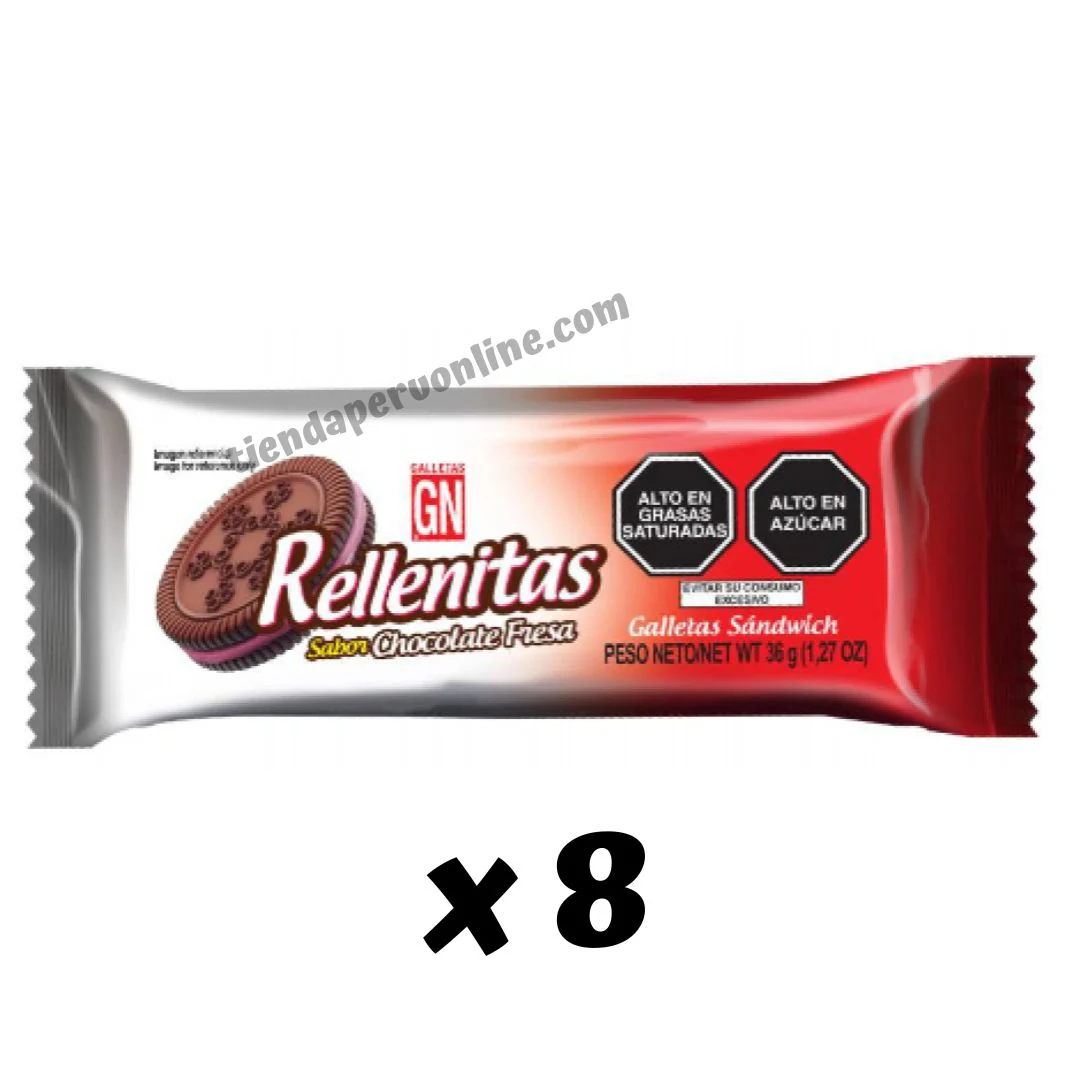 Galletas GN Rellenitas Choco Fresa  Pack 8 x 36 g