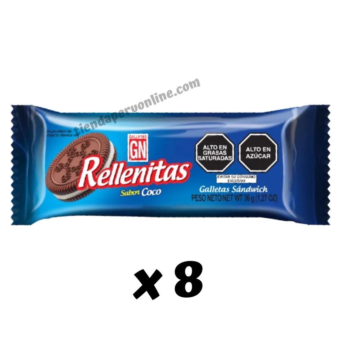 Galletas GN Rellenitas Coco Pack 8 x 36 g