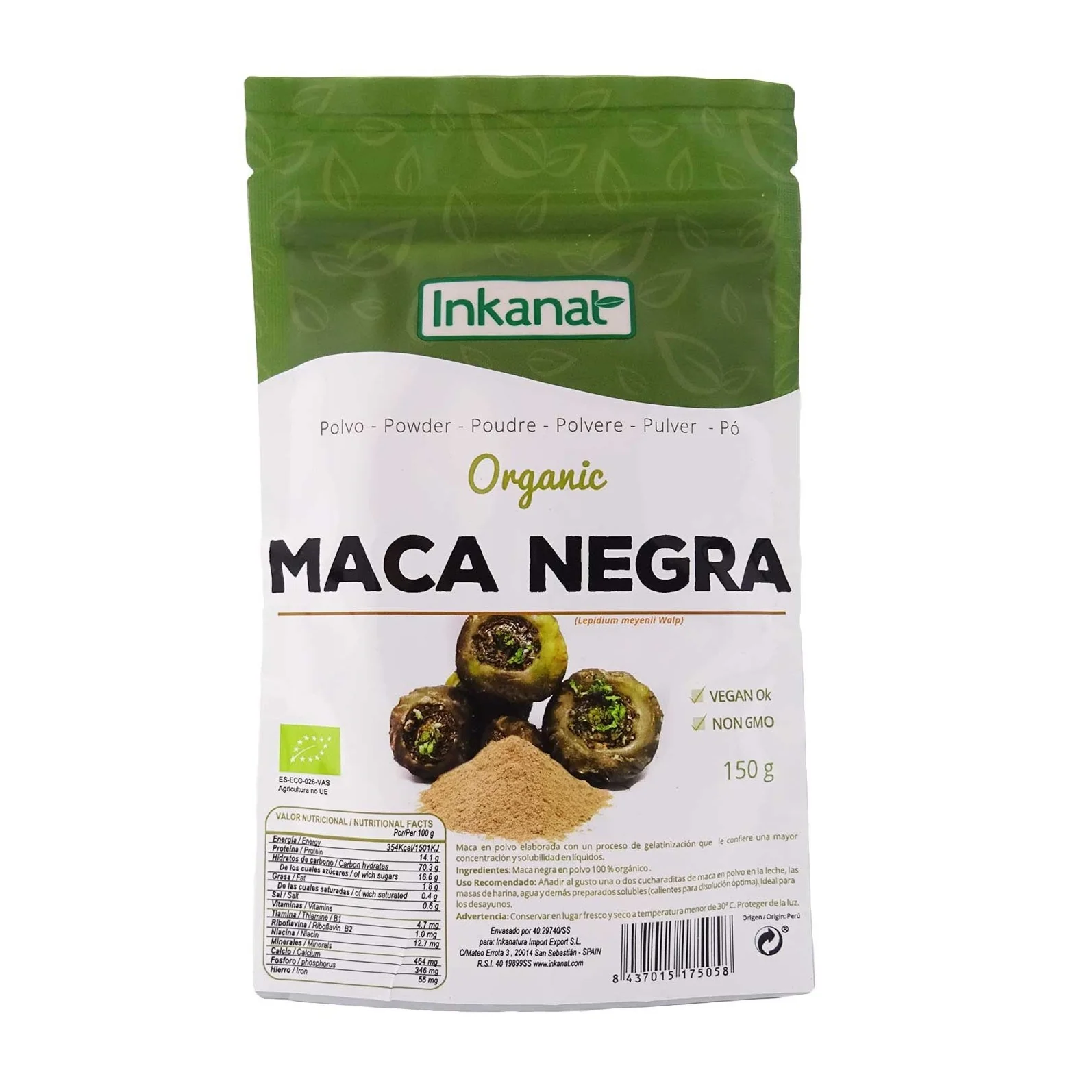 Harina de Maca Negra Orgánica "Premium" Inkanat 150g