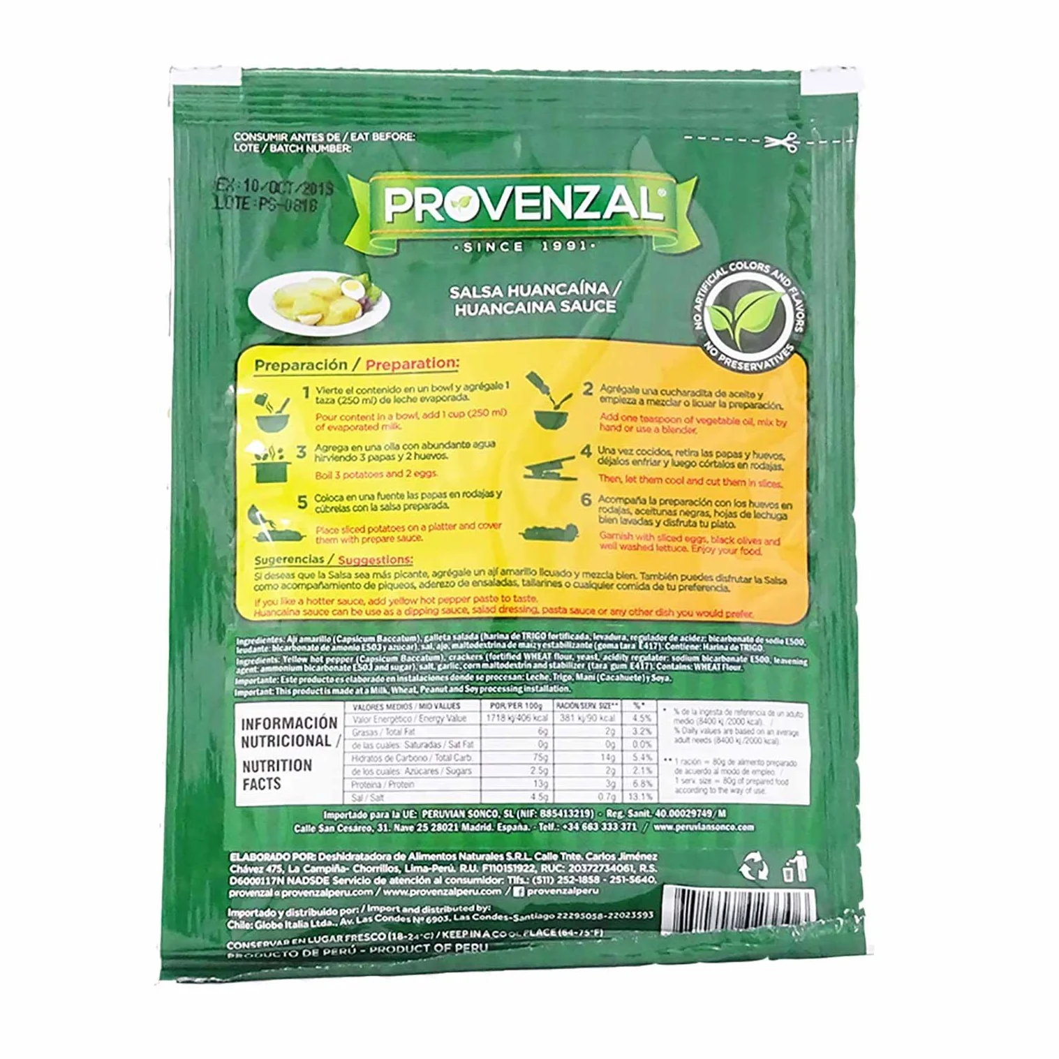 Salsa Huancaína deshidratado Provenzal - Rinde 4 porciones - Image 3